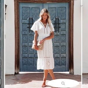 Away With the Breeze Lace Midi Dress